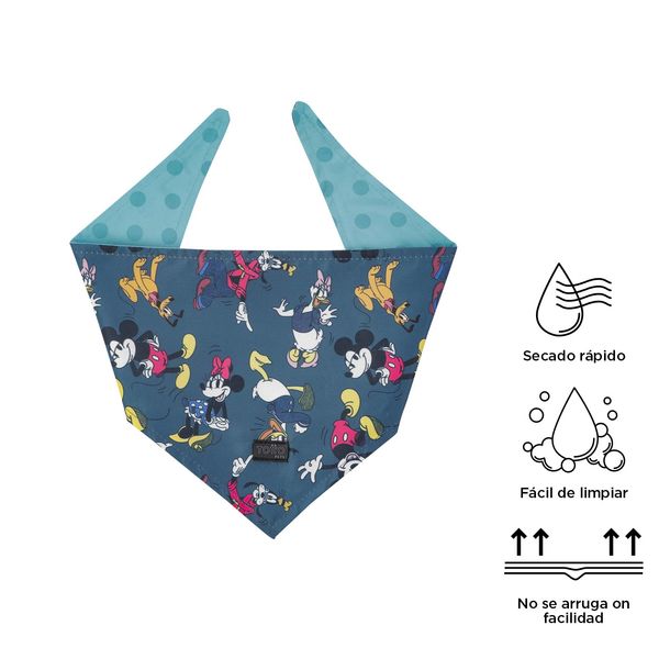Pañoleta para mascota Menta Doble Faz 2.0 Mickey Y Sus Amigos Azul L