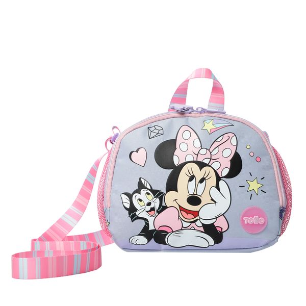 Lonchera para colegio Minnie gris