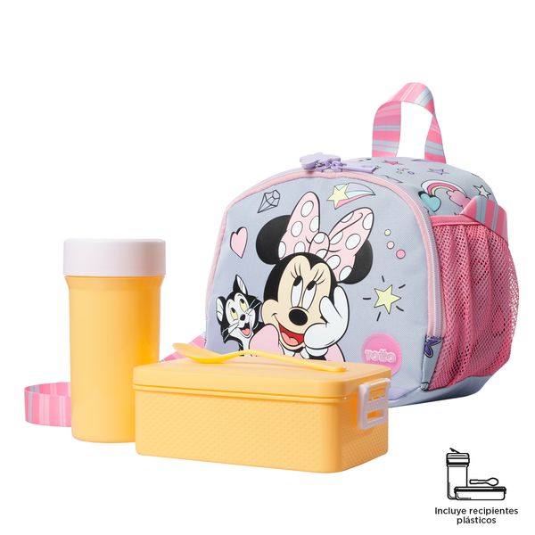 Lonchera para colegio Minnie gris