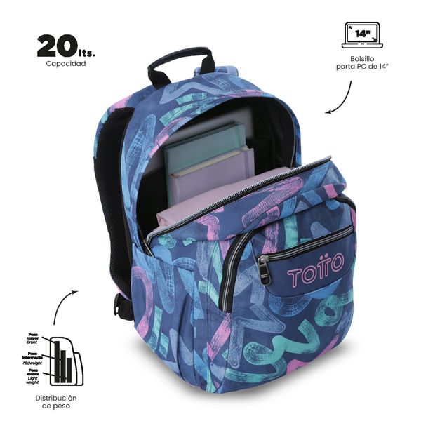Morral Juvenil Porta PC 14 Acuarela para Mujer
