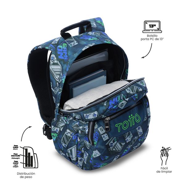 Morral Juvenil Porta PC 13 Gommas para Nino