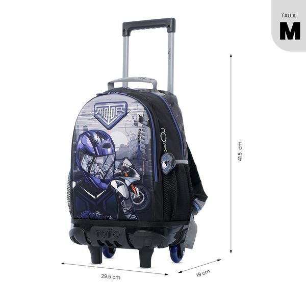Combo Escolar Nino X3 Maleta Ruedas+Lonchera+Multiuso Helmet Racer para Nino