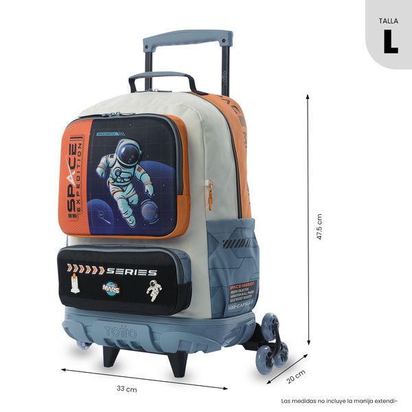 Maleta Nino con ruedas Morral 3 Ruedas Gemini Grande Naranja para Nino
