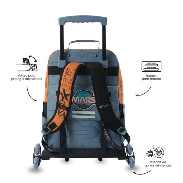 Maleta Nino con ruedas Morral 3 Ruedas Gemini Grande Naranja para Nino