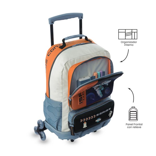 Maleta Nino con ruedas Morral 3 Ruedas Gemini Grande Naranja para Nino