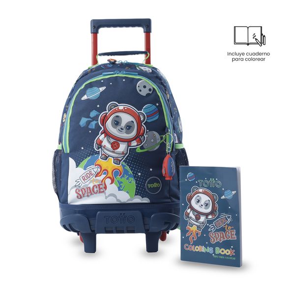 Maleta Nino con ruedas + Libro Para Colorear Panda Space para Nino