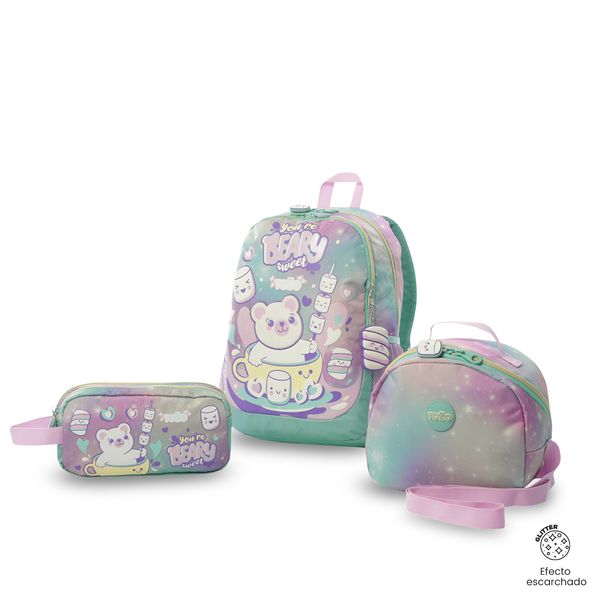 Combo Escolar Nina X3 Morral +Lonchera+Multiuso Mellow para Nina