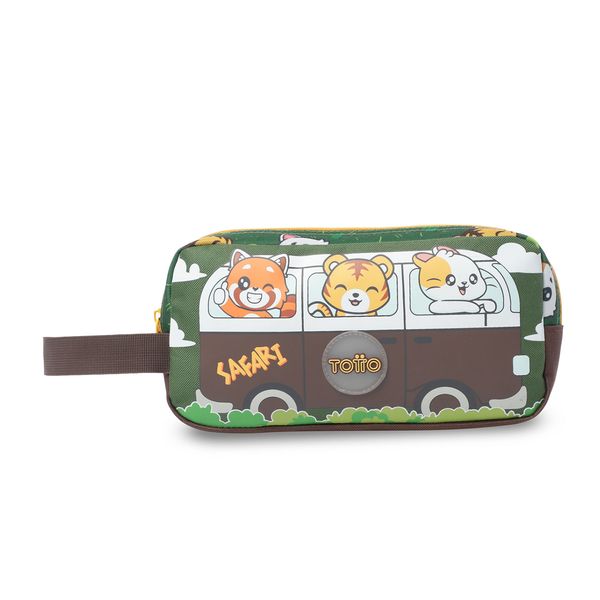 Cartuchera Escolar Grande para Nino 2 Cuerpos Safari Verde