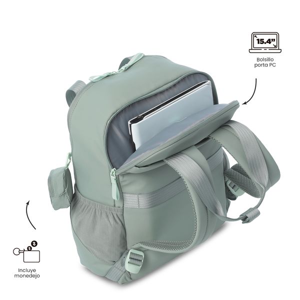 Morral Universitario Suzuka Porta PC 15 4 Verde Mujer