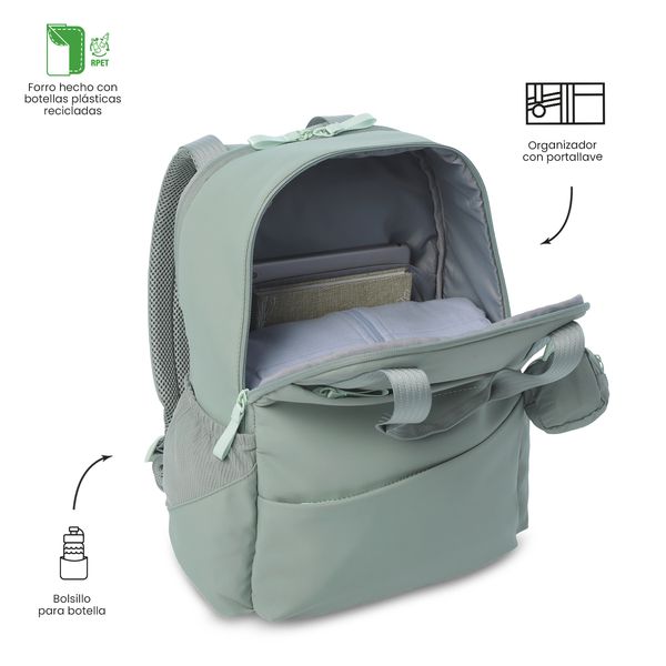 Morral Universitario Suzuka Porta PC 15 4 Verde Mujer