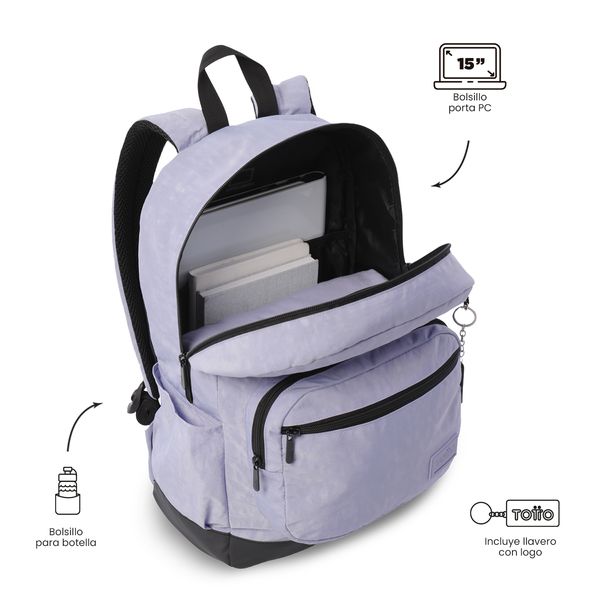 Morral Universitario Tocaxu Porta PC 15 Morado Mujer